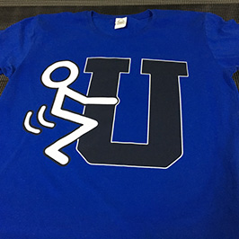 Образец печати синей футболки на принтере A2 для футболок WER-D4880T